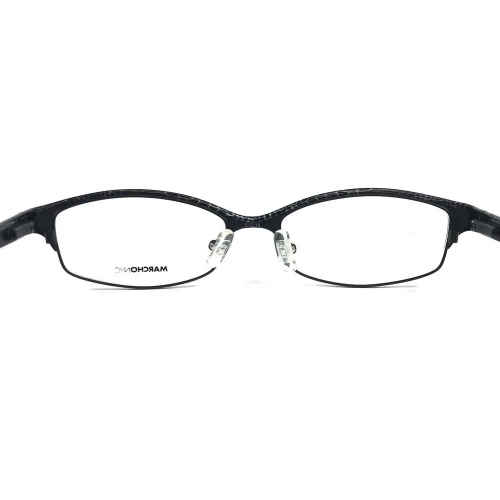 Marchon NYC Eyeglasses Frames CARRIAGE 001 Black Crackle Rectangle 51-16-135